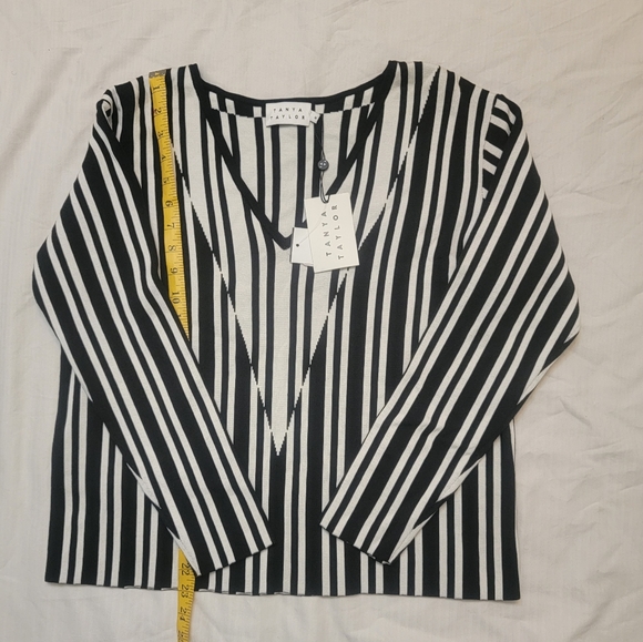 Tanya Taylor Sweaters - NWT TANYA TAYLOR S Black White Stripe Johnny Sweater Women